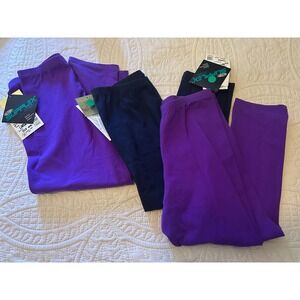 Body Wrappers Dance Cropped Pants Bundle Lot of 3 Purple Navy Size Large NWT
